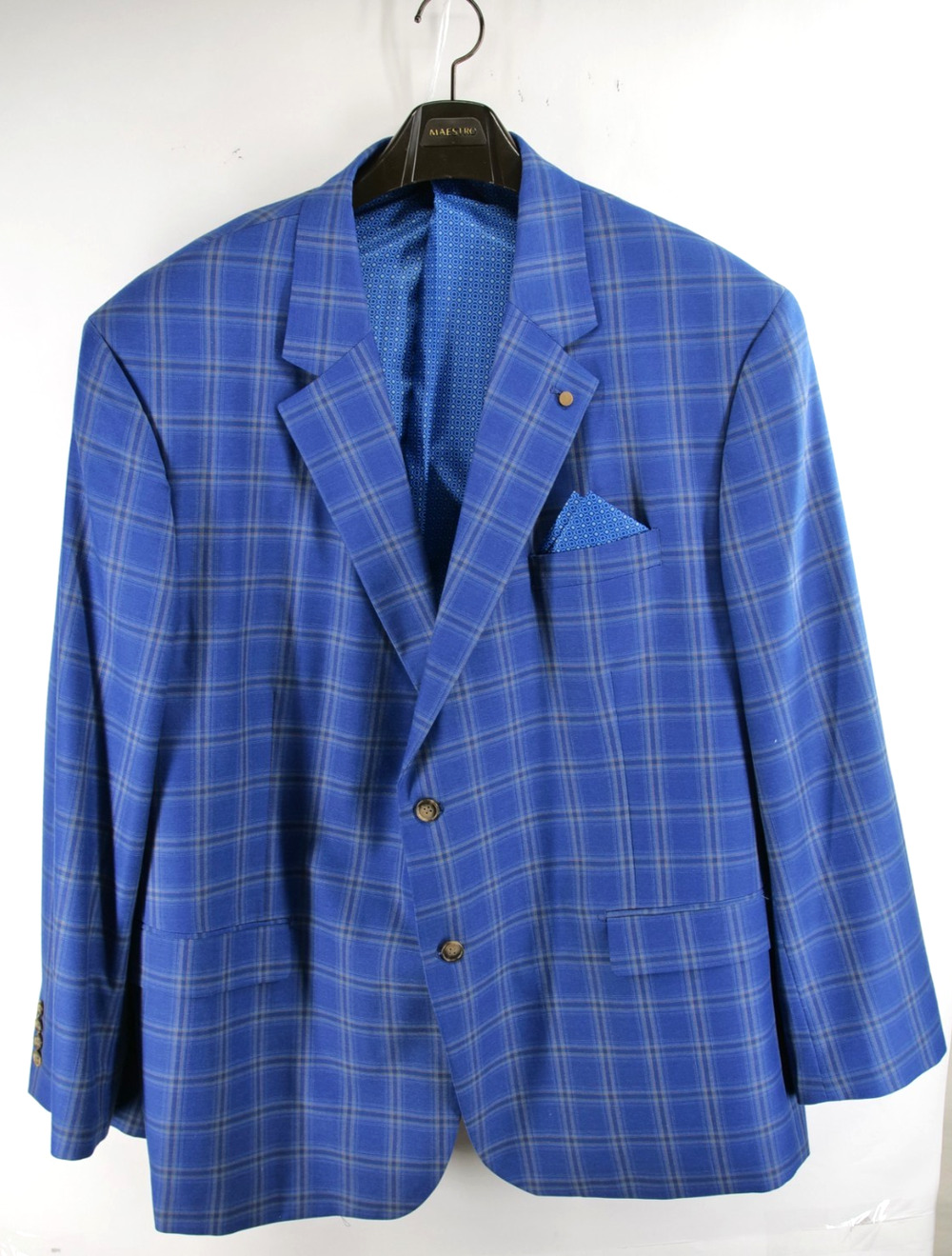 Oak Hill Blazer Sport Coat Mens 3XLT Blue Plaid Stretch Two Button Notch Lapel
